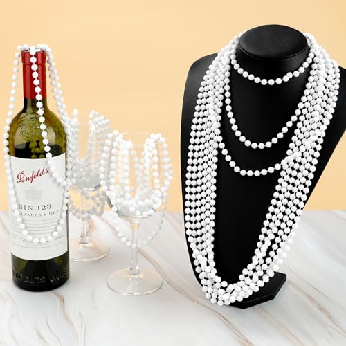ZZYFGH 12 PCS White Bead Necklace 33'' Beads Necklace, White Bead Necklaces Bulk, Mardi Gras Round Beaded Necklaces for Party Parade Event Festival Christmas Supplies Decor - Image 5