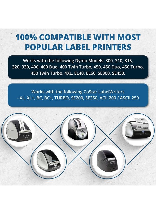 Dasher Products ملصقات العناوين متوافقة مع دايمو 30252 11 8'' X 31 2'' 12 لفة من 350 ملصق ذاتية اللصق للشحن باركود UPC متوافقة مع لابل رايتر 4XL 450 450 توربو والمزيد - Image 4