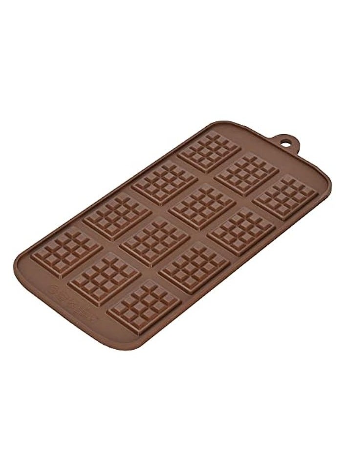 erorex DIY Baking & Pastry Tools,12 Cavity Waffles Cake Chocolate Pan Silicone Mold Baking Mould,Cooking Tools - Brown  - Image 1