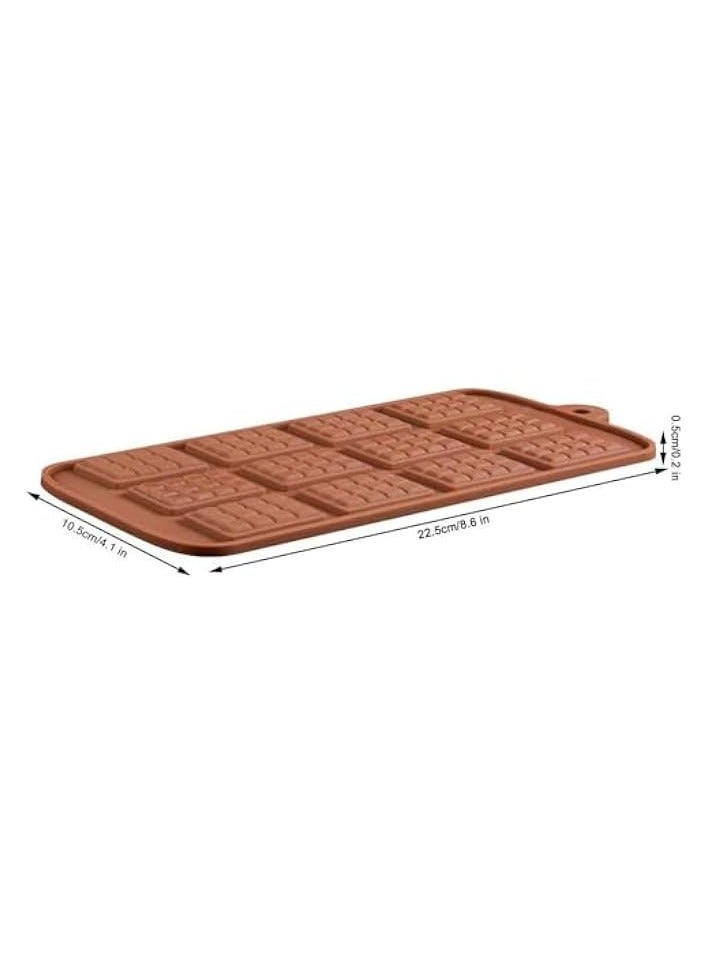 erorex DIY Baking & Pastry Tools,12 Cavity Waffles Cake Chocolate Pan Silicone Mold Baking Mould,Cooking Tools - Brown  - Image 3