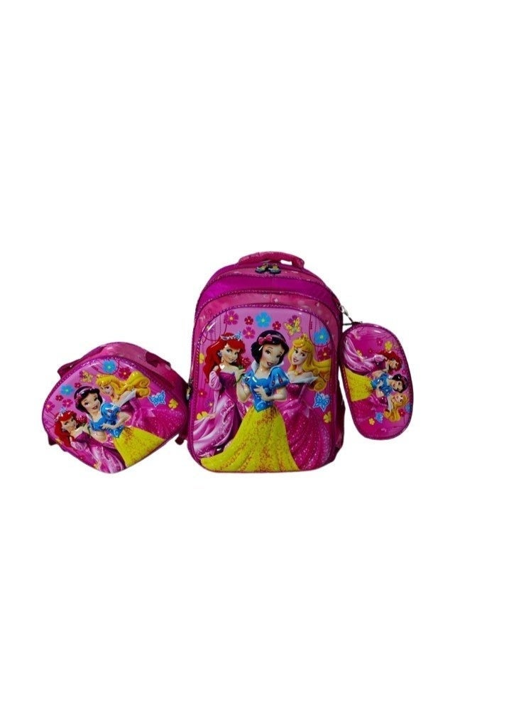 3-piece children's school backpack set with lunch bag and pencil case | 3D design, school bag, includes pencil case, stroller compatible and trolley-ready*16* - Image 1