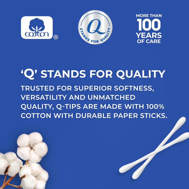 Q-tips Cotton Swabs For Hygiene and Beauty Care Original Cotton Swab Made With 100% Cotton 750 Count - Image 2