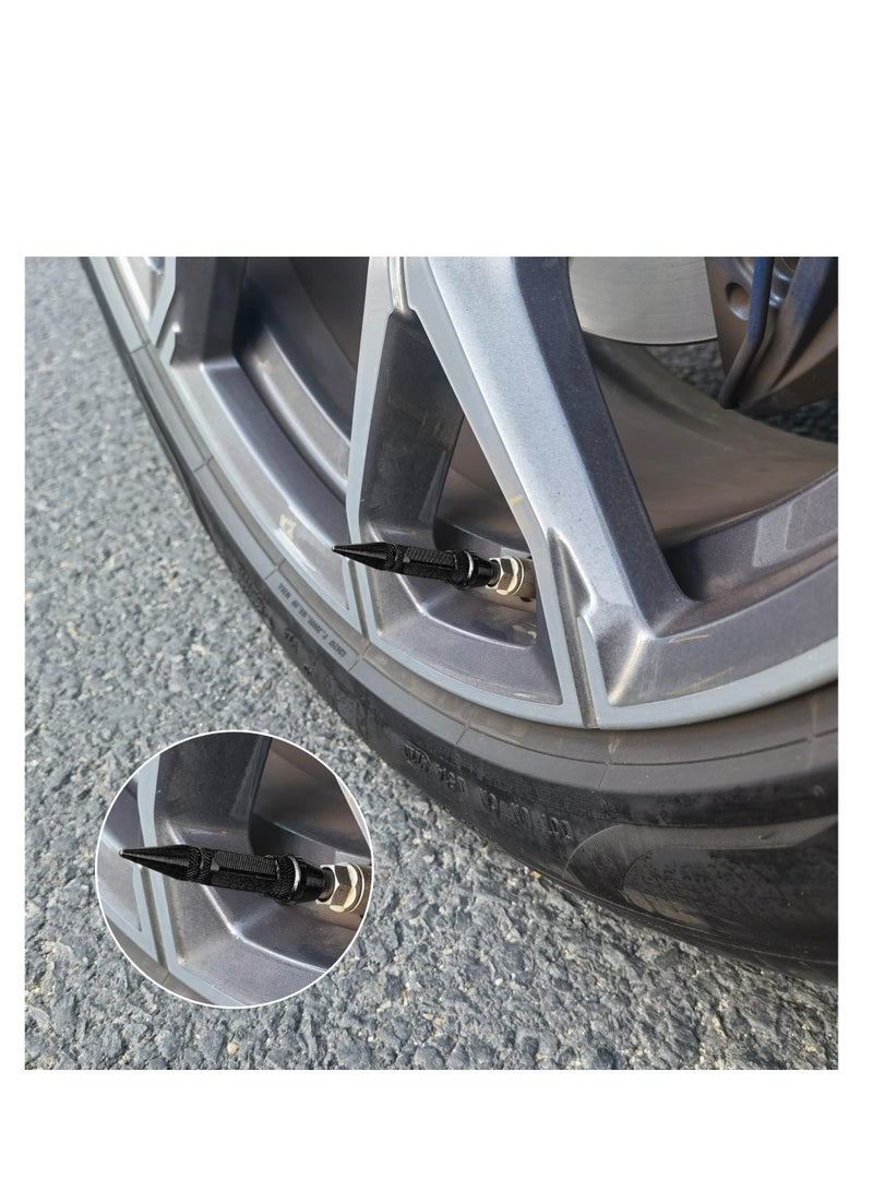 60mm Spiked Valve Caps, Aluminum Alloy Dustproof and Waterproof Tire Valve Stem Caps, Suitable for Cars, Trucks and Motorcycles, Made of High-quality Aluminum Alloy, Personalization (4PCS, Black) - Image 4
