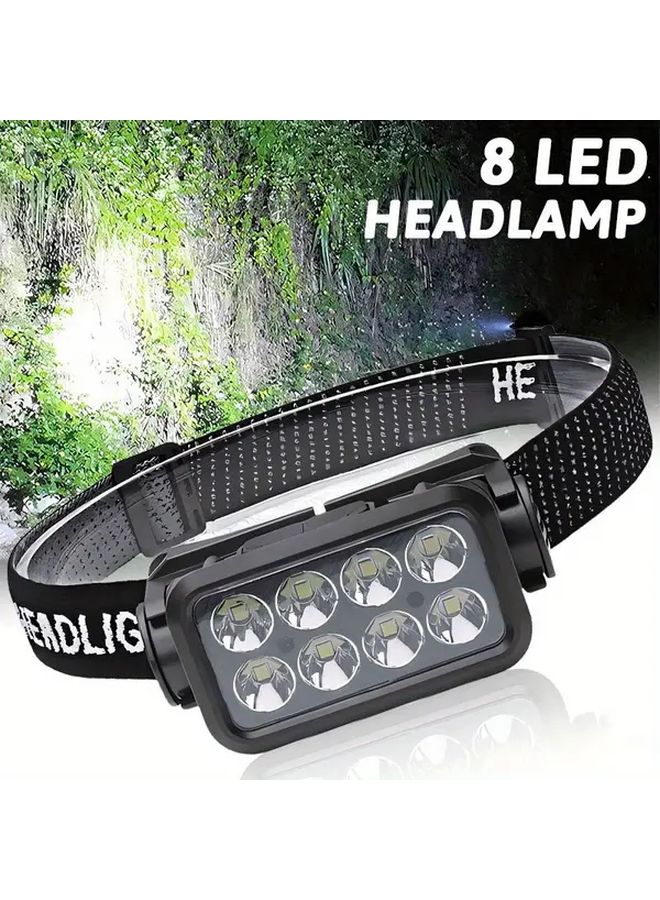 Bright 8LED Rechargeable Motion Sensing Headlamp Adjustable Headlight For Fishing Hiking - Image 2