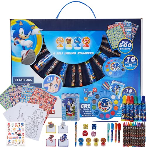 Innovative Designs Sonic The Hedgehog Creativity Fun Kids Art Set for Coloring, Painting, and Crafts - Image 1
