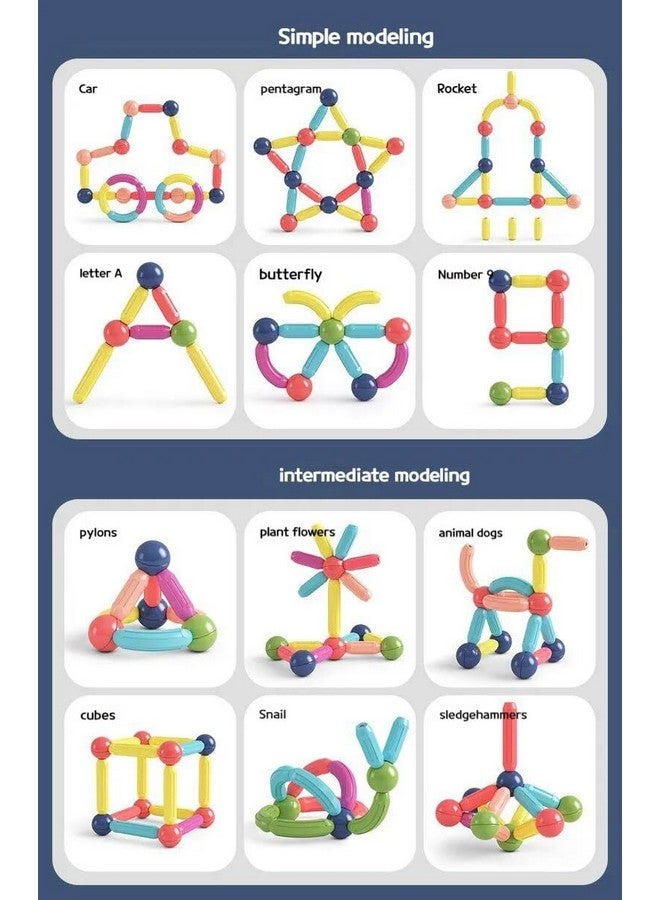 كيديتوس لعبة مكعبات بناء عصي مغناطيسية من Kiditos DIY للأطفال، مجموعة كرات وقضبان مغناطيسية ثلاثية الأبعاد، ألعاب تعليمية مونتيسوري للأطفال بعمر 3 سنوات فما فوق (84 قطعة)، متعددة الألوان - Image 4