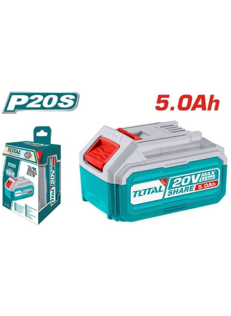 TOTAL Total 5.0Ah 20V Lithium-Ion Battery Pack for P20S Power Tools – Long-Lasting Rechargeable Battery with LED Power Indicator – Compatible with All P20S Cordless Tools – Ideal for DIY & Professional Use  - Image 1