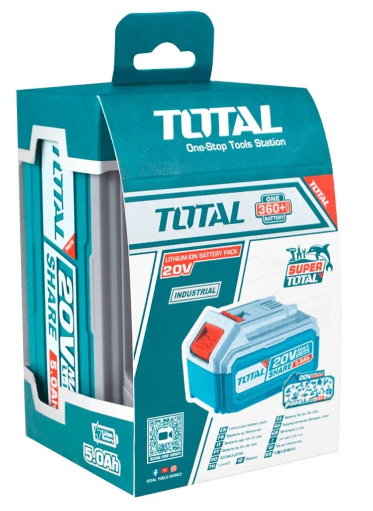 TOTAL Total 5.0Ah 20V Lithium-Ion Battery Pack for P20S Power Tools – Long-Lasting Rechargeable Battery with LED Power Indicator – Compatible with All P20S Cordless Tools – Ideal for DIY & Professional Use  - Image 2