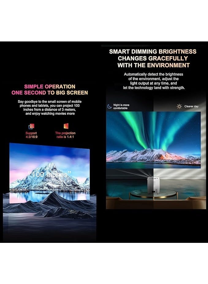 Umiio Q3 Pro Smart Projector 4K Resolution WiFi & Bluetooth Portable Home Theater Dual Wireless Game Controllers Keystone Correction 50"-150" Screen - Image 2