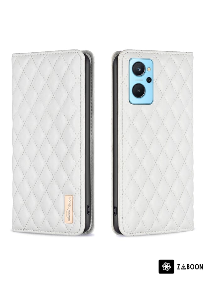 Zaboon Protective Case For OPPO A76 4G / A36 4G / K10 4G / Realme 9i Diamond Lattice Magnetic Leather Flip - Image 1