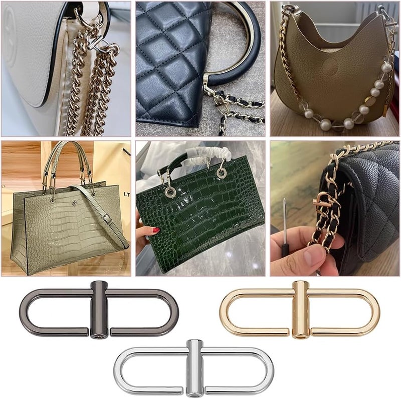 كلاراكو 6 قطع من مشابك معدنية قابلة للتعديل من كلاركو لحزام السلسلة، 3 ألوان لمقاسات كبيرة، مشابك تقصير، موصلات سلسلة حقيبة اليد، 2.7 × 1 بوصة، ملحقات تعديل طول السلسلة للحقيبة المتقاطعة - Image 5