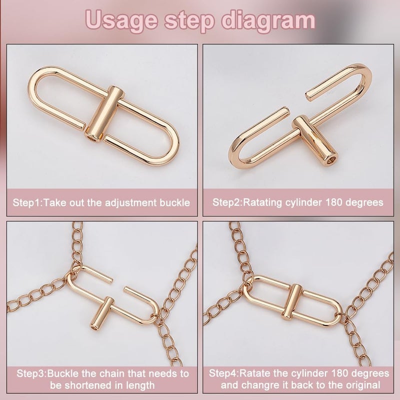 كلاراكو 6 قطع من مشابك معدنية قابلة للتعديل من كلاركو لحزام السلسلة، 3 ألوان لمقاسات كبيرة، مشابك تقصير، موصلات سلسلة حقيبة اليد، 2.7 × 1 بوصة، ملحقات تعديل طول السلسلة للحقيبة المتقاطعة - Image 4