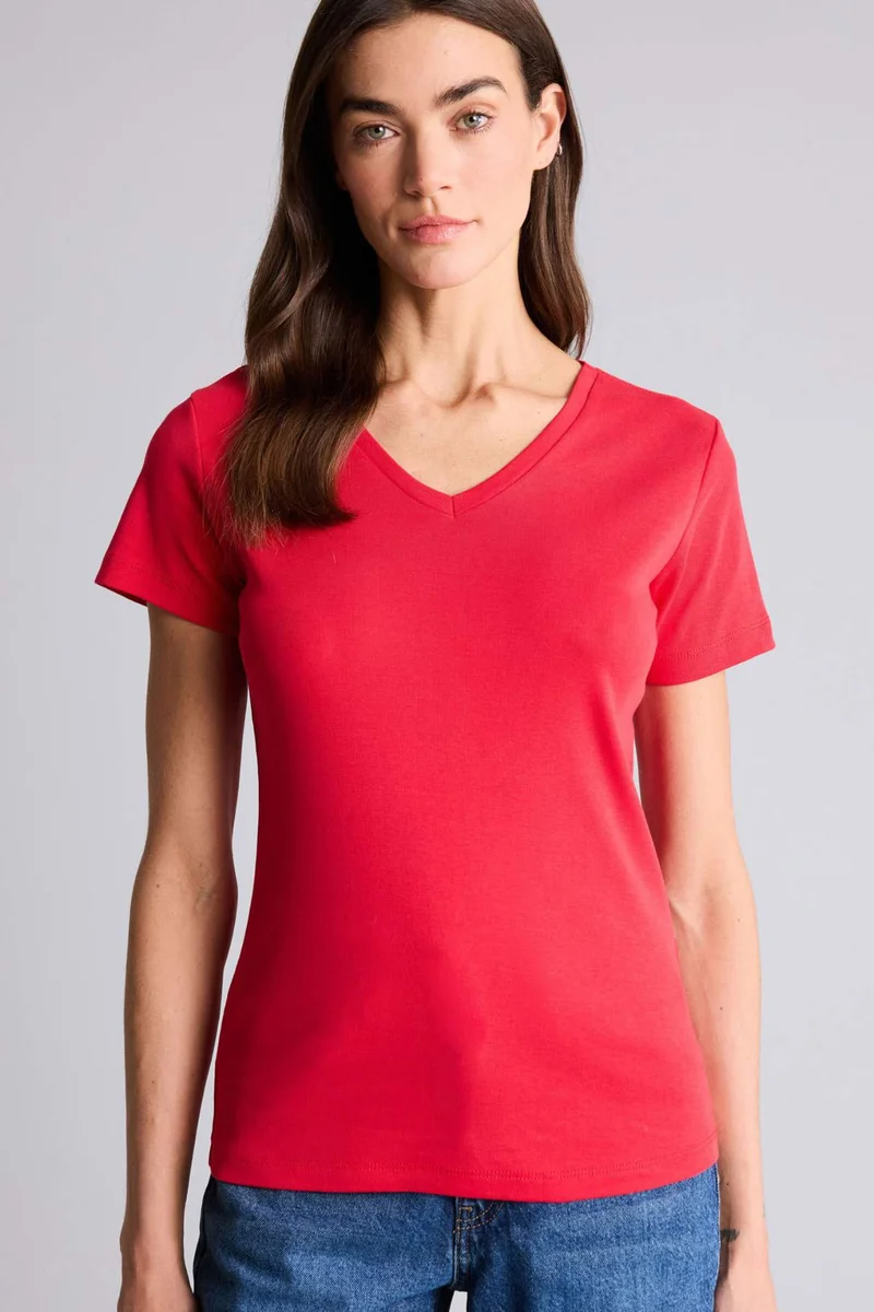 DeFacto Slim Fit Basic Ribbed V-neck short Sleeve T-shirt