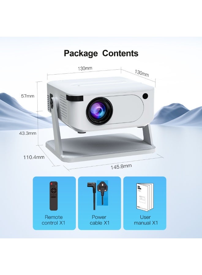 Xnano Classic Mini Portable Projector Xnano HA109 Bedroom Wall Projector Home Ultra HD 720P Wireless Projection Dual Band WiFi 6 Outdoor Projector 4-Point Keystone Correction Compatible with Windows iOS Android Multiple Compatible Interfaces: HD, Audio, USB Connection - Image 4