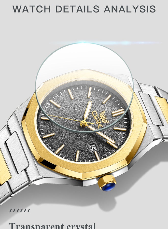 OPK Men's Octagonal Steel Band Men's Watch Form Calendar Luminous Quartz Watch 6046 - Image 5