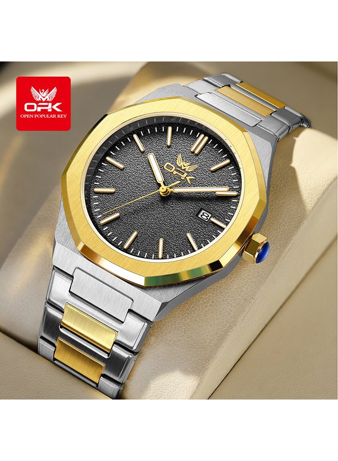 OPK Men's Octagonal Steel Band Men's Watch Form Calendar Luminous Quartz Watch 6046 - Image 1