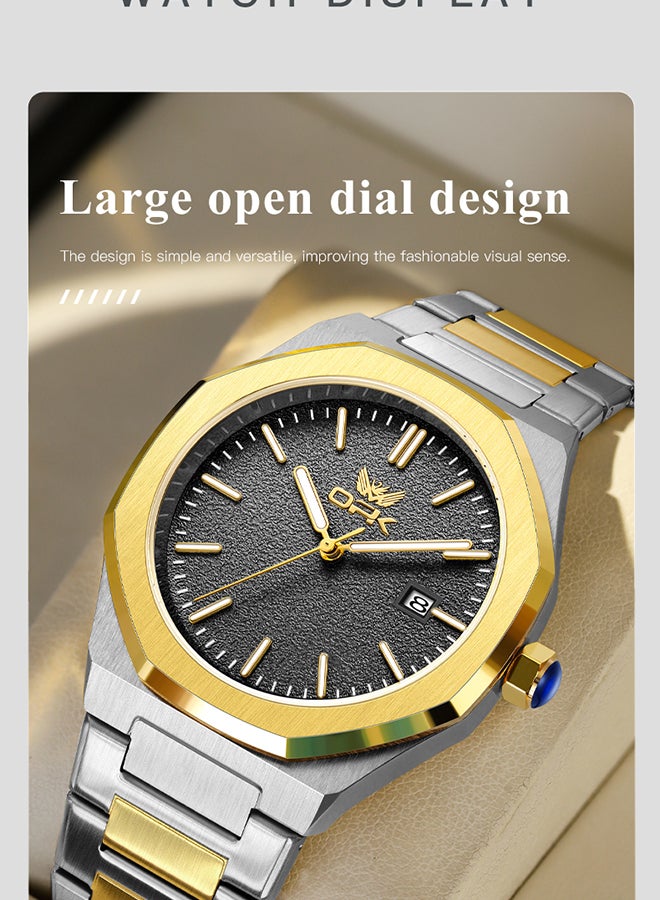 OPK Men's Octagonal Steel Band Men's Watch Form Calendar Luminous Quartz Watch 6046 - Image 3