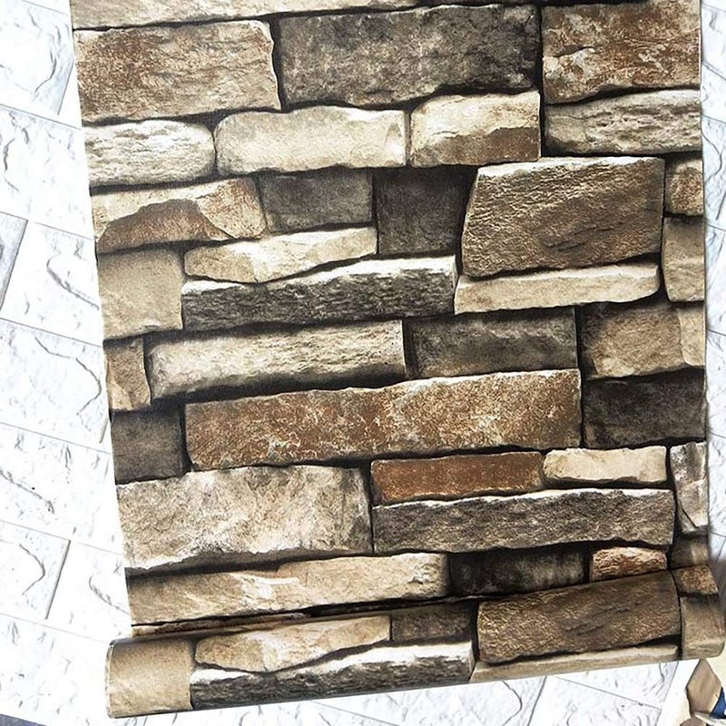 MelunMer 3D Rock Stone Peel and Stick Wallpaper Stone Contact Paper Self Adhesive Removable Wallpaper for Bedroom Contact Paper for Walls Vinyl 118 in L 17.7 in W - Image 1