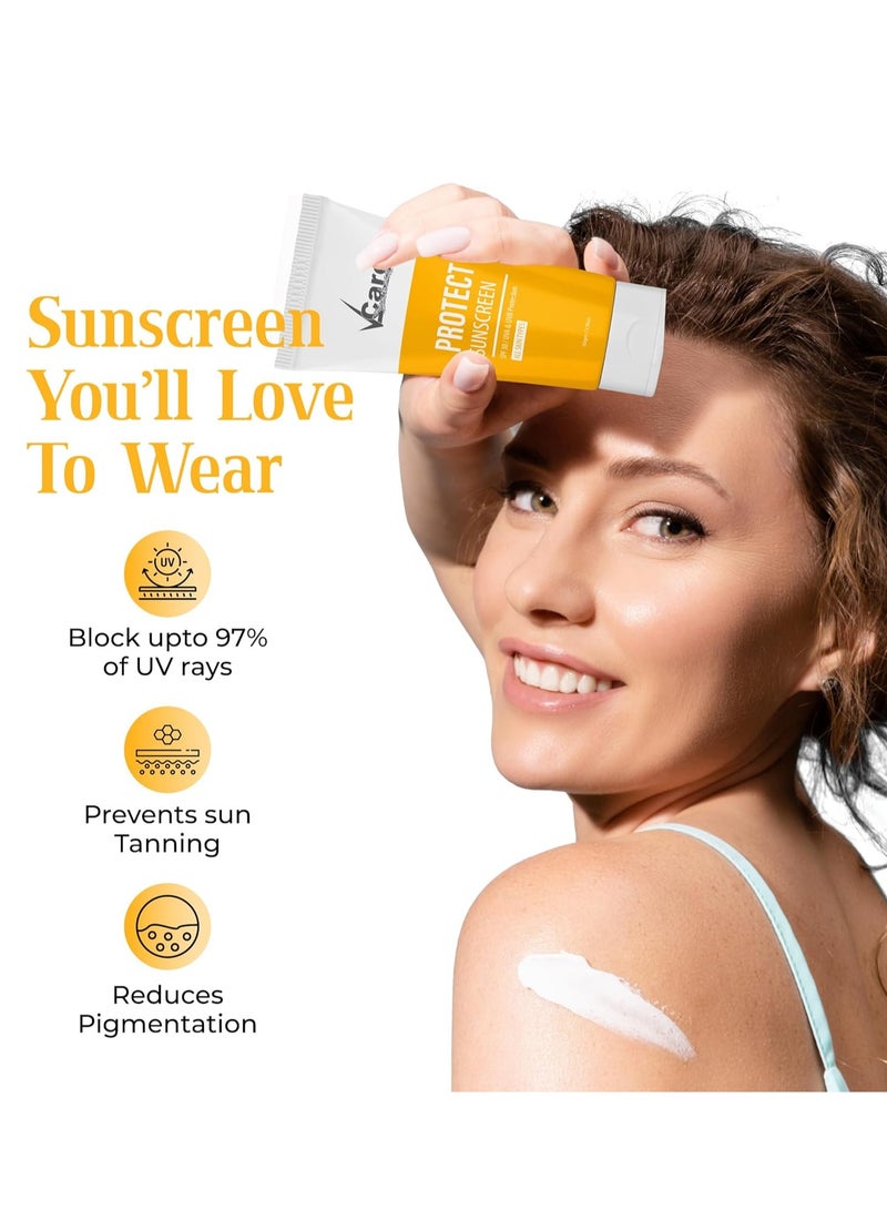 Vcare 3 In 1 Refresh .Face Wash 50G Moisturizer 50G SPF Protect Sunscreen 50G for Normal to Oily Skin Facial Kit - Image 4