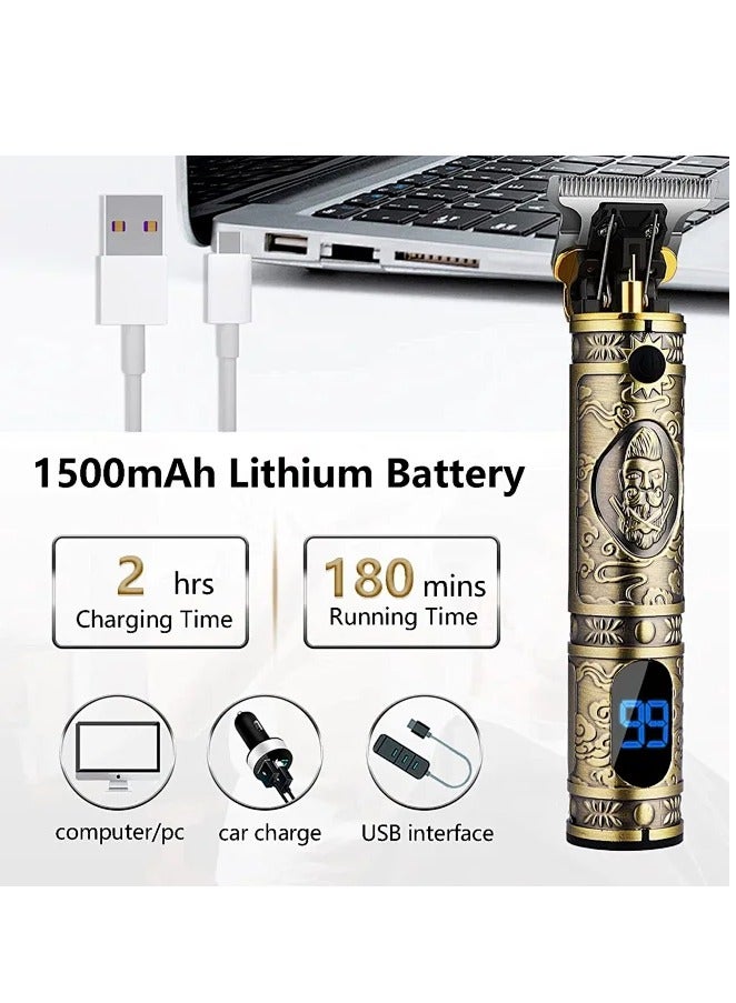 USB Rechargeable Hair trimmer Electric Haircut Kit Gold/Black - Image 5