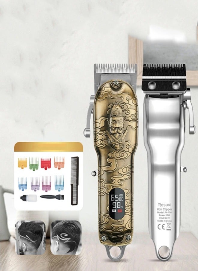 USB Rechargeable Hair trimmer Electric Haircut Kit Gold/Black - Image 1