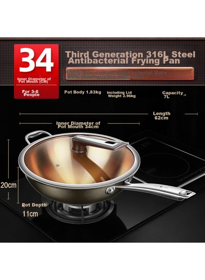 SSGP San Si Gang Stainless Steel Wok, 316l Uncoated Frying Pan, Round Bottom, Compatible With Gas Stove And Induction Cooker, Concave Surface, 34cm, 34786 - Image 5
