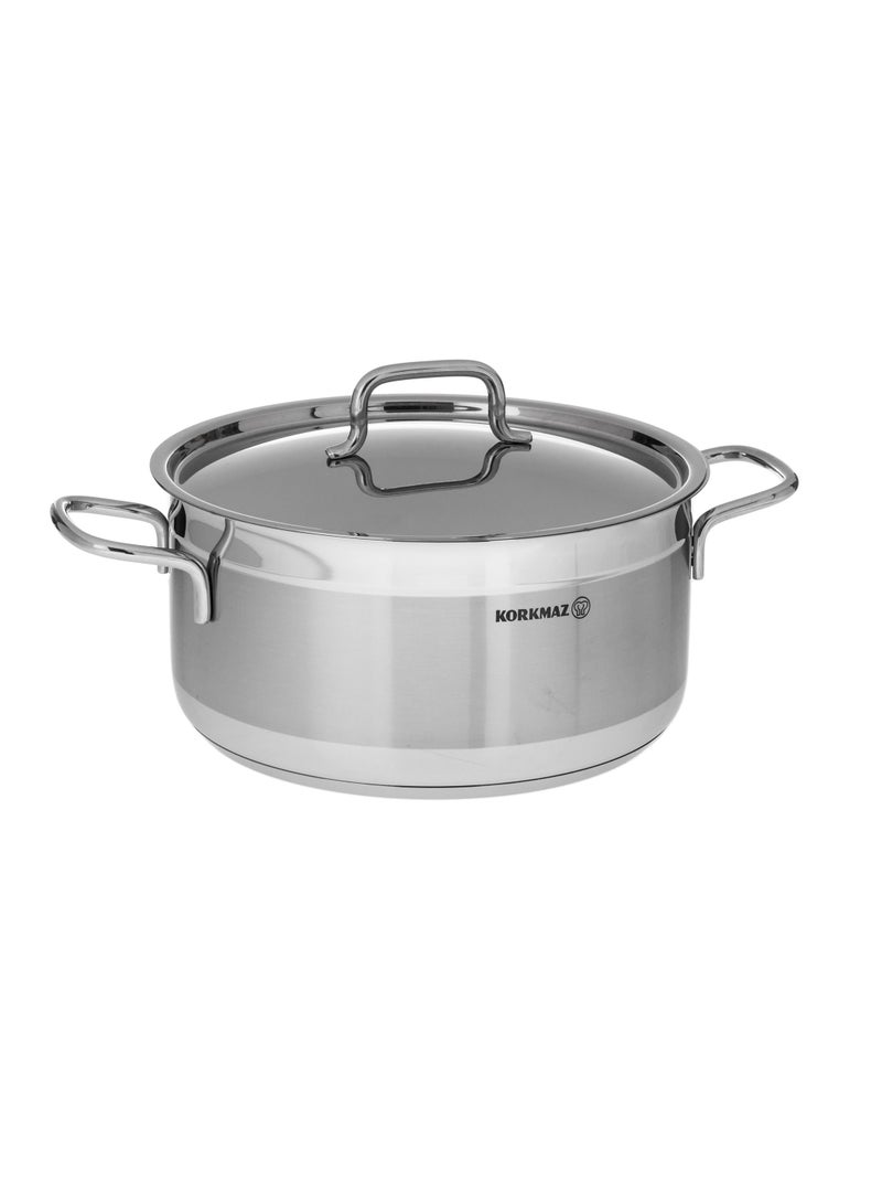 Korkmaz Korkmaz stainless steel deep pot 18/10 size 24 * 12 cm