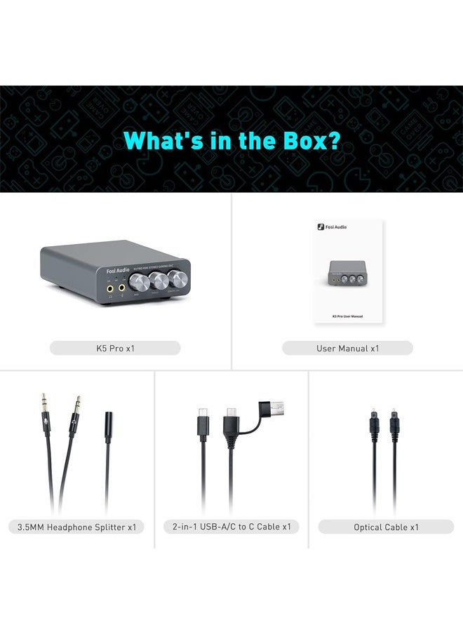 Fosi الصوت Fosi Audio K5 Pro Gaming DAC DAC مضخم سماعة رأس سماعة رأس Fosi Audio K5 Pro لمحول الصوت الرقمي إلى تمثيلي من ستيريو هاي فاي صغير لمحول الصوت USB من النوع C/بصري/محوري إلى RCA/3.5MM AUX لجهاز PS5/PCPC/MAC/كمبيوتر  - Image 2