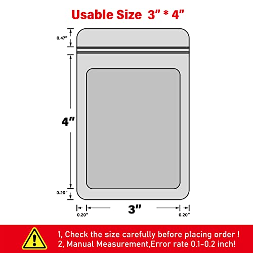 EONJOE 100-pack mylar bags with clear window holographic smell proof packaging bag for small bussiness resealable sealable lock zipper zip pouch bags sample, food storage ,jewelry,candy package supplies(Dark - Image 2