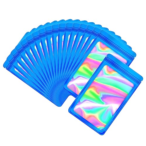 EONJOE 100-pack mylar bags with clear window holographic smell proof packaging bag for small bussiness resealable sealable lock zipper zip pouch bags sample, food storage ,jewelry,candy package supplies(Dark - Image 1