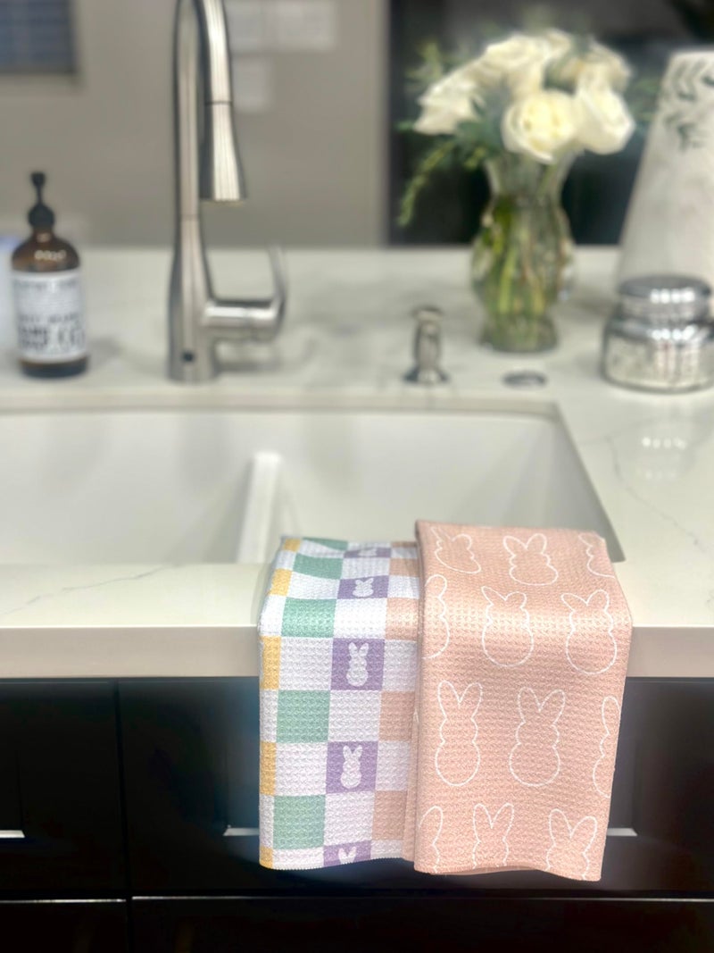 Trig Kitchen Towel Tea Towel Dish Cloth Quick Dry Waffle Weave Microfiber Highly Absorbent Designer Prints Modern 2 Pack Easter Checkered - Image 4