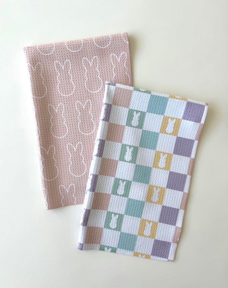 Trig Kitchen Towel Tea Towel Dish Cloth Quick Dry Waffle Weave Microfiber Highly Absorbent Designer Prints Modern 2 Pack Easter Checkered - Image 1