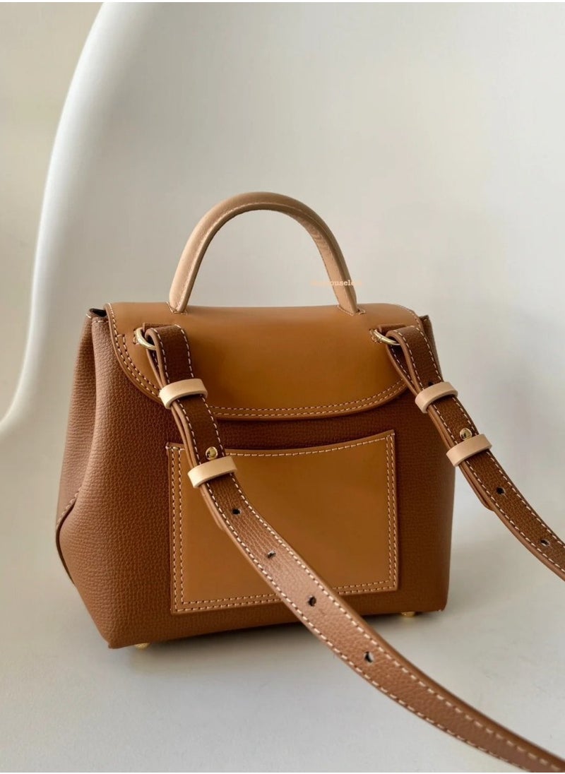 NIBEMINENT - Polene Smile Bag - French Minimalist Design, Genuine Leather, Chic Everyday Tote for Women - Image 1
