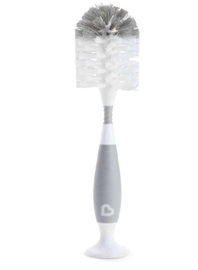 Munchkin Bristle Bottle Brush, bristle provide cleaner bottler, easy cleaning, with detachable teats cleaning brush, clean bottle for safe feed, Infant/Baby/Toddler/Kids, Color-Grey - Image 3