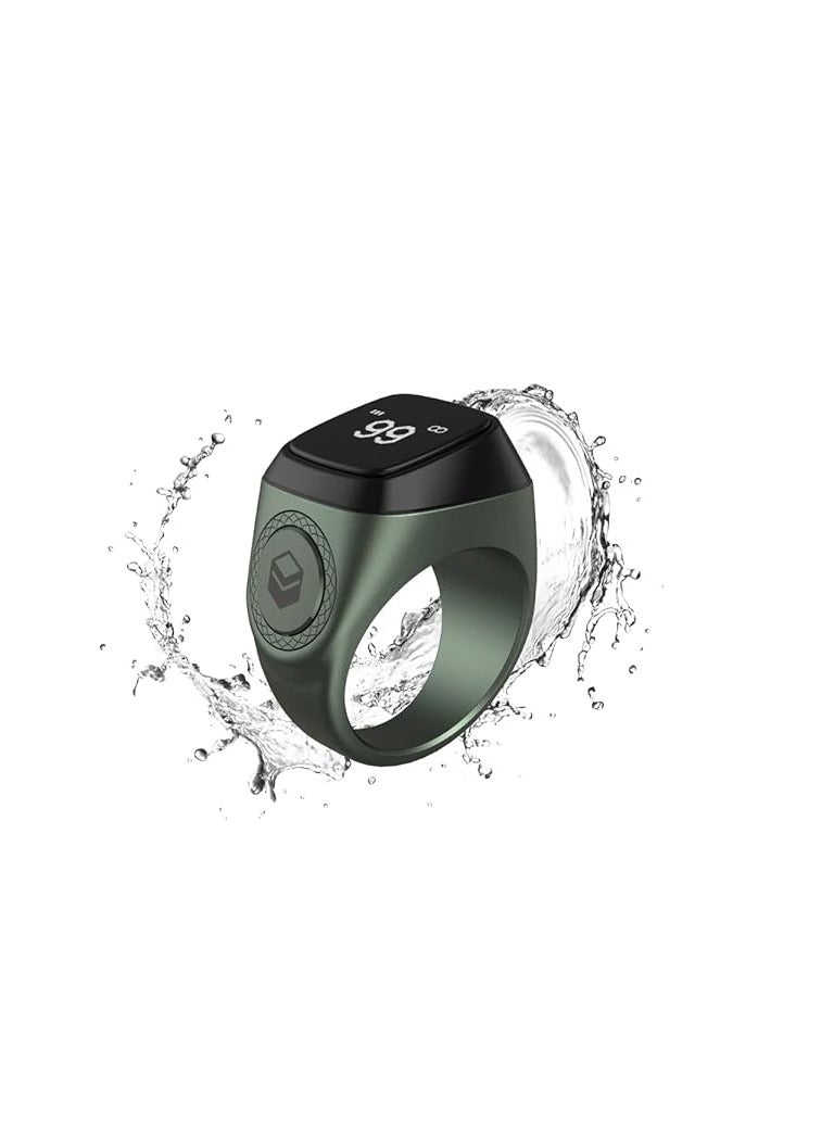 iQIBLA Smart Tasbih Zikr Metal Ring 20MM Dark Green - Image 1