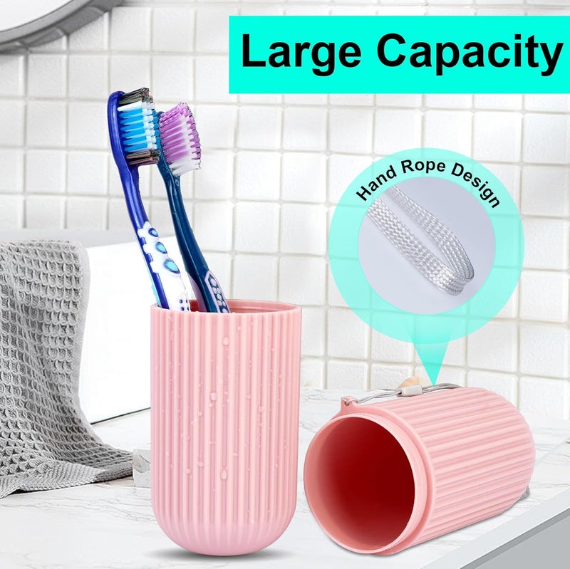 UCEC Travel Toothbrush Case and Carrier, 2 Pack Portable Business Trips Wash Cup Holder Organizer for Trips and Daily Use (Green+Pink) (Green+Pink) - Image 3