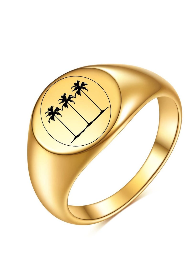 Loquat Stainless Steel Solid Polished Signet Ring