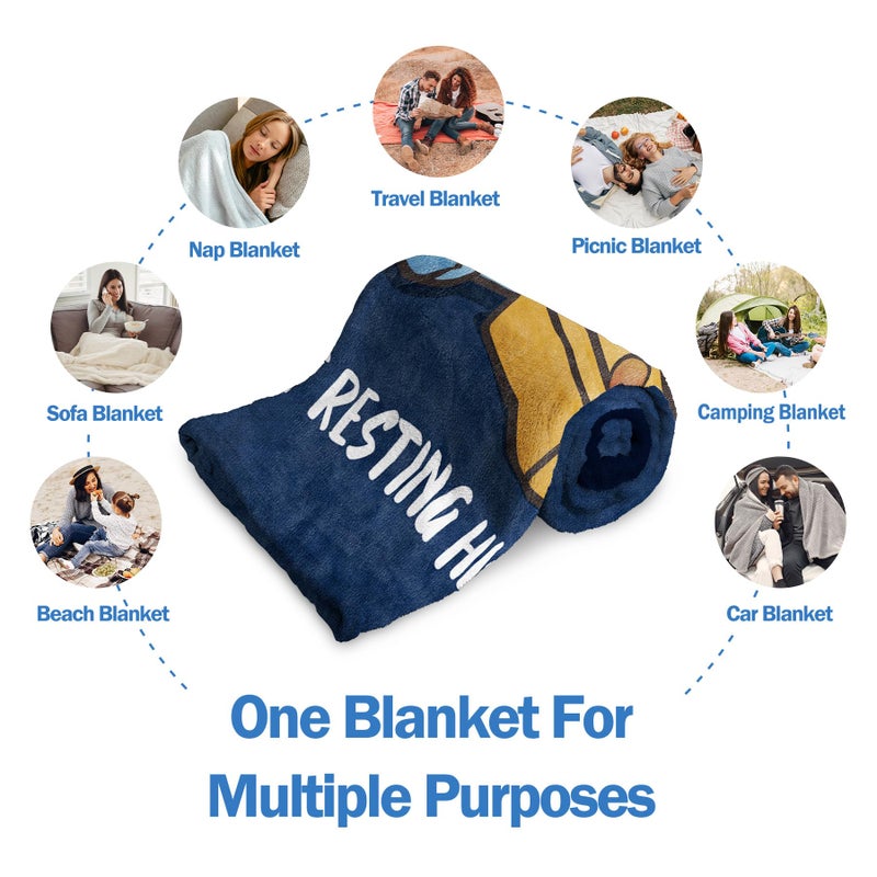 GoMelley Funny Birthday Gifts for Dad Husband, Dad is Not Sleeping Blanket, Dads Gifts from Daughter Son, Super Soft Throws Blanket for Couch and Napping, 60" x 50" (Blue) - Image 5