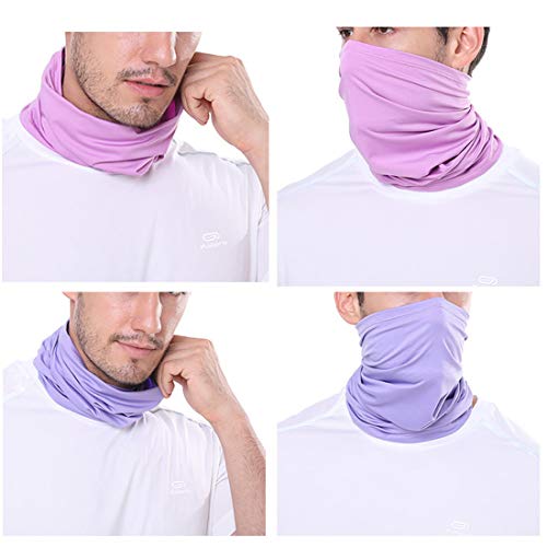 Leamekor UV Face Cover Neck Gaiter Mask Dust Protection Magic Scarf Wind Bandana Balaclava for Summer Running Fishing Biking (4PCS Purple+Rose+Pink+Light Blue) - Image 4