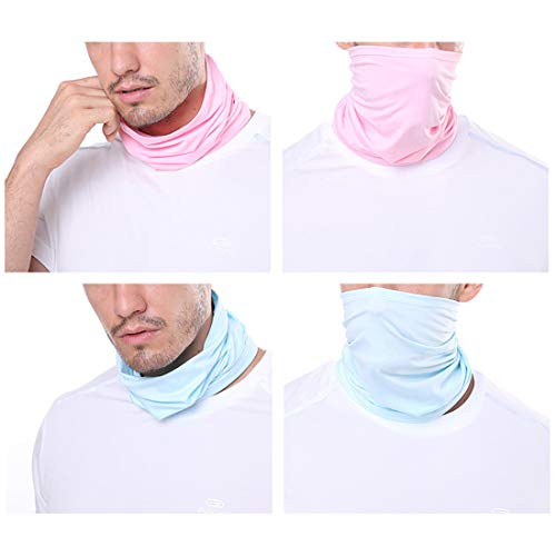 Leamekor UV Face Cover Neck Gaiter Mask Dust Protection Magic Scarf Wind Bandana Balaclava for Summer Running Fishing Biking (4PCS Purple+Rose+Pink+Light Blue) - Image 5