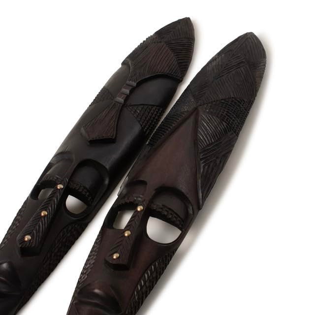 BAGUS HOME DECOR BAGUS HOME DECOR Original HandCarved African Warrior Masks 36Inch Wooden Wall Decor Set of 2 Traditional Handcrafted Design Home Decor Accent for Living Room Office Unique Cultural Art Gift  - Image 3