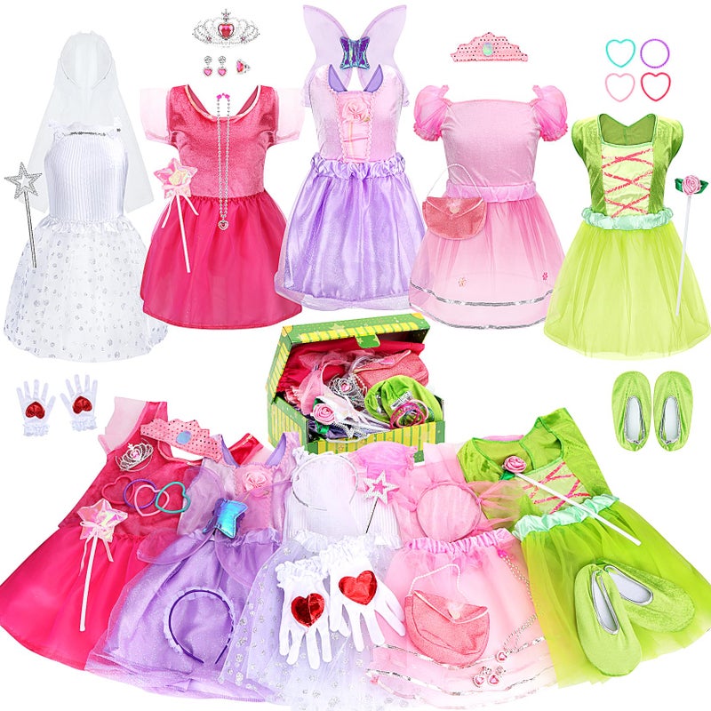 Fedio Dress up Clothes for Little Girls Kids Dress up Pretend Play Princess Dress up Trunk Costume for Girls 36 Years - Image 2