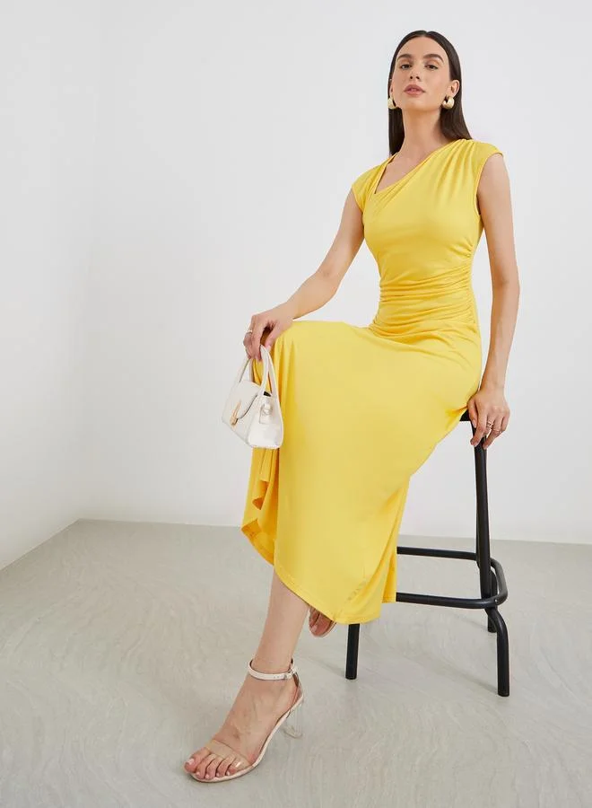 Take Two Take Two Asymmetric Neck Sleeveless Midi Dress