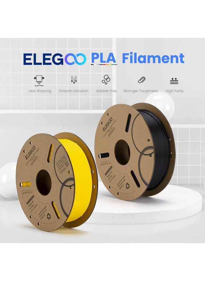 إليجو خيوط ELEGOO PLA 1.75 مم باللونين الأبيض والأسود 2 كجم، خيوط طابعة ثلاثية الأبعاد بدقة أبعاد +/- 0.02 مم، عبوتان من بكرة كرتون 1 كجم (2.2 رطل) خيوط طباعة ثلاثية الأبعاد تناسب معظم طابعات FDM ثلاثية الأبعاد  - Image 2