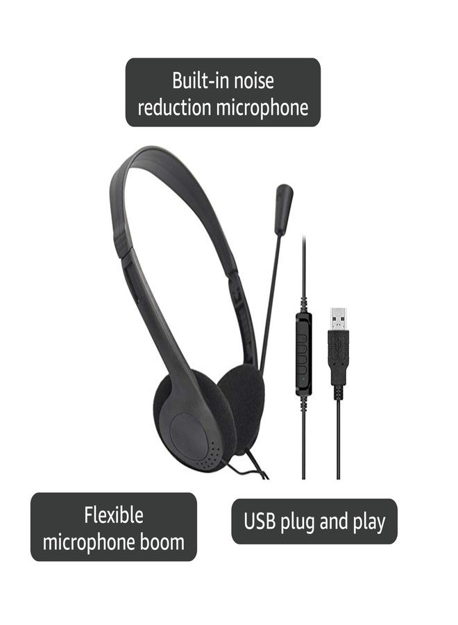 CALIDAKA USB Headset with Microphone, Lightweight PC Headphones for Business, Online Courses, Skype Chat, Call Center, Gaming, Noise Reduction - Image 4