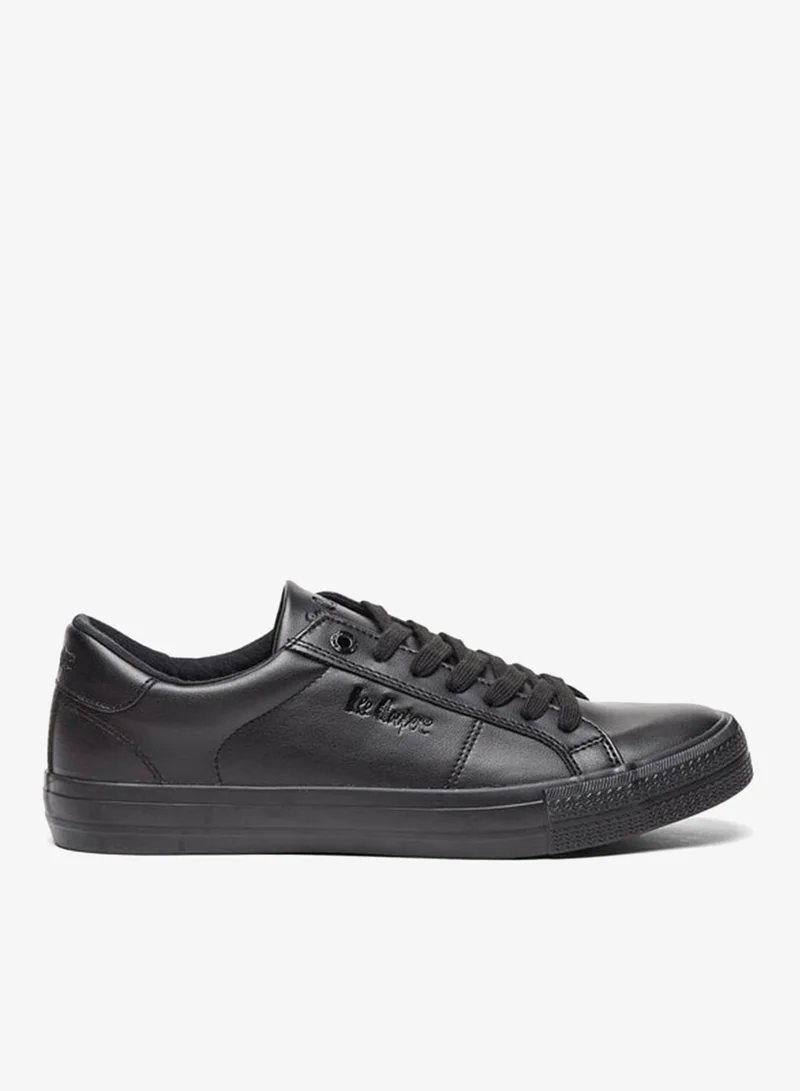 Men's Monotone Low Ankle Sneakers with Lace-Up Closure