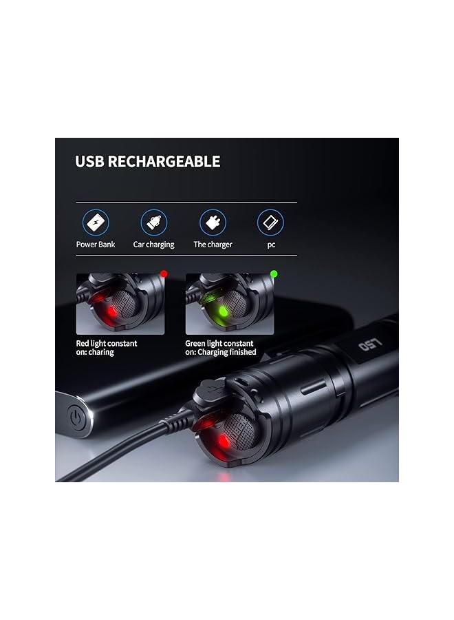 WUBEN L50 LED Flashlight Rechargeable, 1200 High Lumens Flash Light, Tactical Flashlight IP68 Waterproof with 5 Mode, EDC Handheld Flashlight for Home Camping Emergencies, Tool Gifts for Men - Image 5