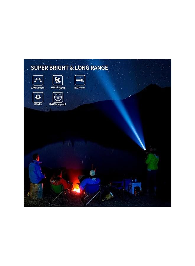 WUBEN L50 LED Flashlight Rechargeable, 1200 High Lumens Flash Light, Tactical Flashlight IP68 Waterproof with 5 Mode, EDC Handheld Flashlight for Home Camping Emergencies, Tool Gifts for Men - Image 3
