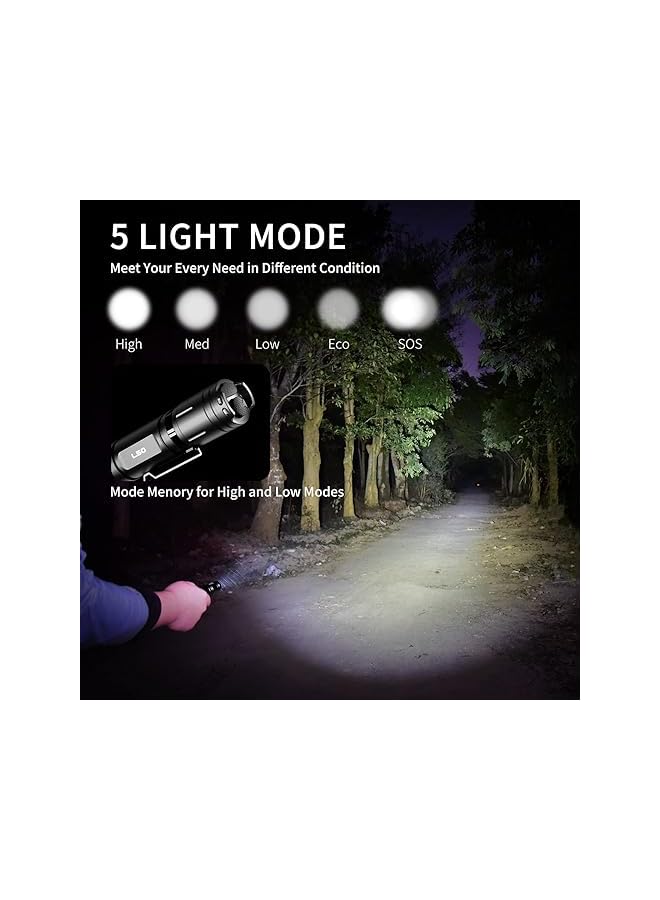 WUBEN L50 LED Flashlight Rechargeable, 1200 High Lumens Flash Light, Tactical Flashlight IP68 Waterproof with 5 Mode, EDC Handheld Flashlight for Home Camping Emergencies, Tool Gifts for Men - Image 4