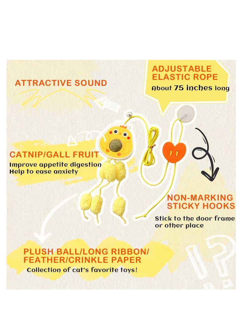 Barakah Hanging Cat Toy with Catnip Balls/Silvervine Gall Fruit for Teeth Cleaning, 4PCS Self-Play Retractable Cat Teaser Toy, Interactive Cat Toy for Indoor Cats… - Image 3
